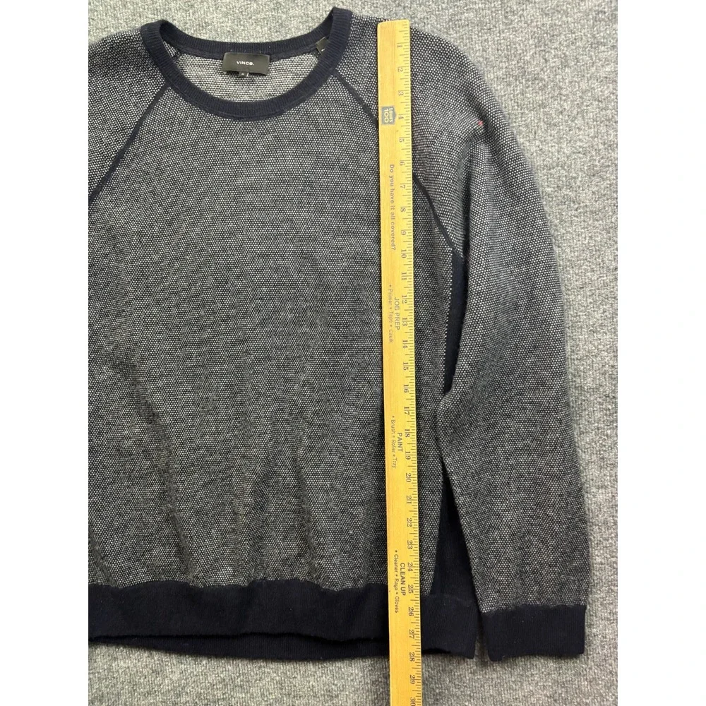 Vince Sweater Mens XL Blue Wool Cashmere Blend Raglan Crewneck Textured Knit